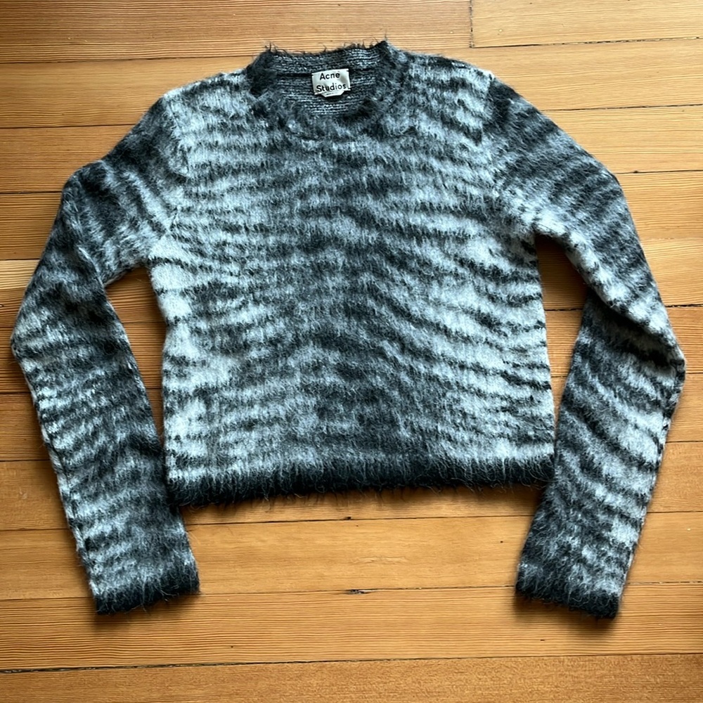 Acne Studios alpaca blend zebra faux fur sweater